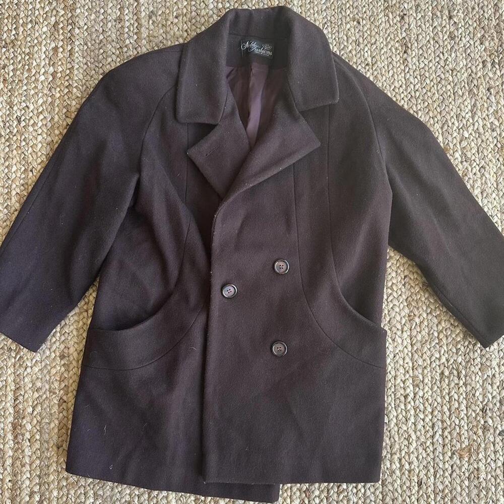 Chocolate brown vintage wool dark academia style peacoat